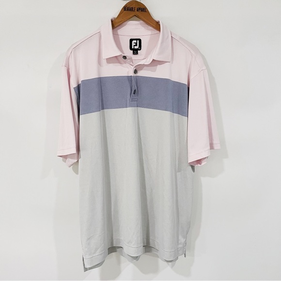 3 for $15 FootJoy Birdseye Jacquard Color Block Polo Shirt Short Sleeve Golf - Picture 2 of 6